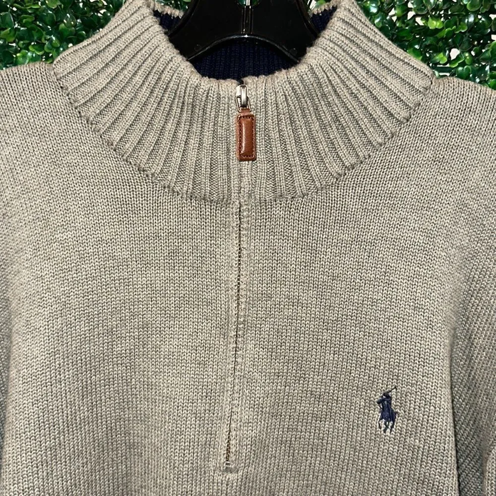 Polo by Ralph Lauren Light Gray Half-Zip Sweater